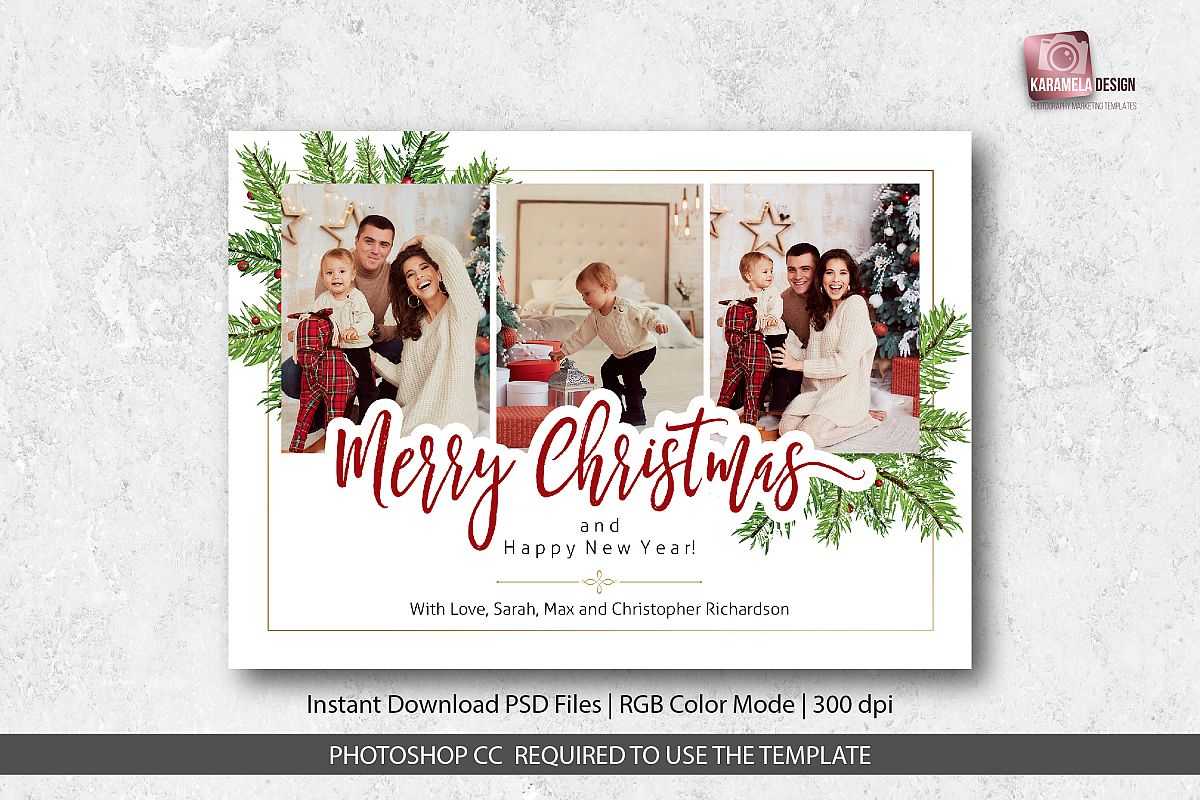 Merry Christmas Card Template Throughout Christmas Photo Card Templates Photoshop