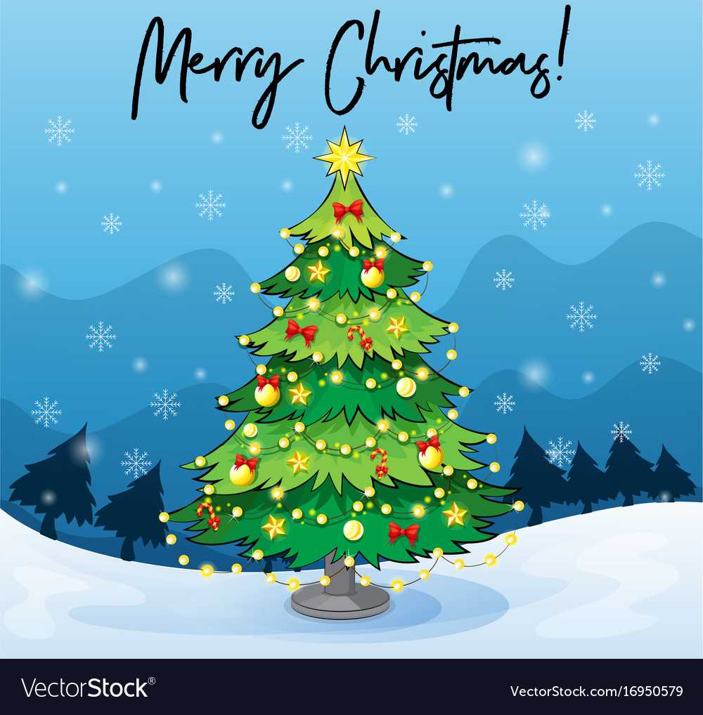 Merry Christmas Card Template With Christmas Tree In Adobe Illustrator Christmas Card Template