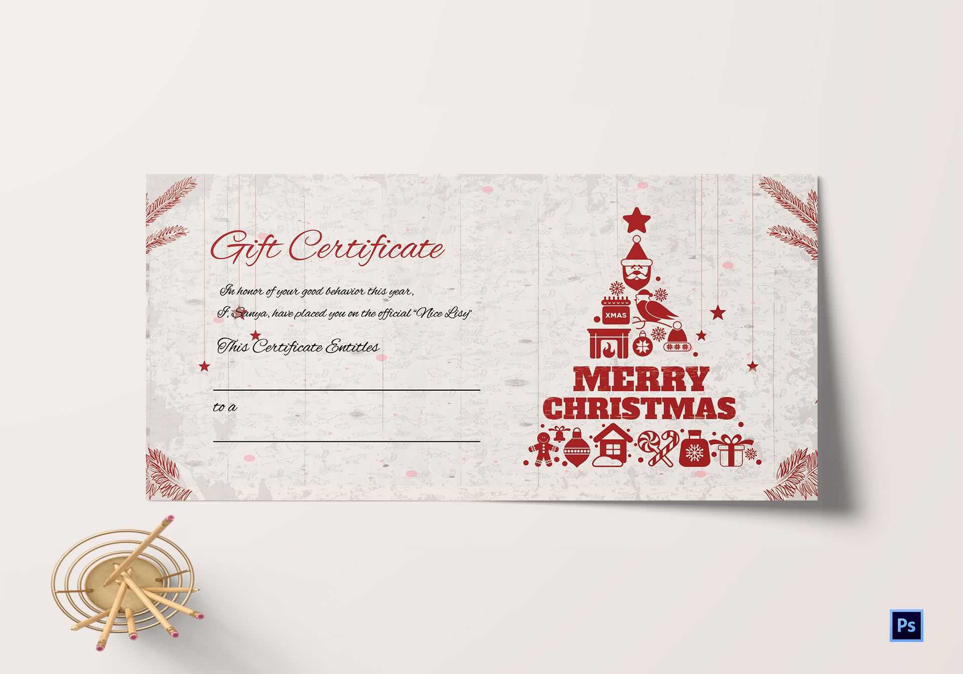 Merry Christmas Gift Certificate With Regard To Merry Christmas Gift Certificate Templates