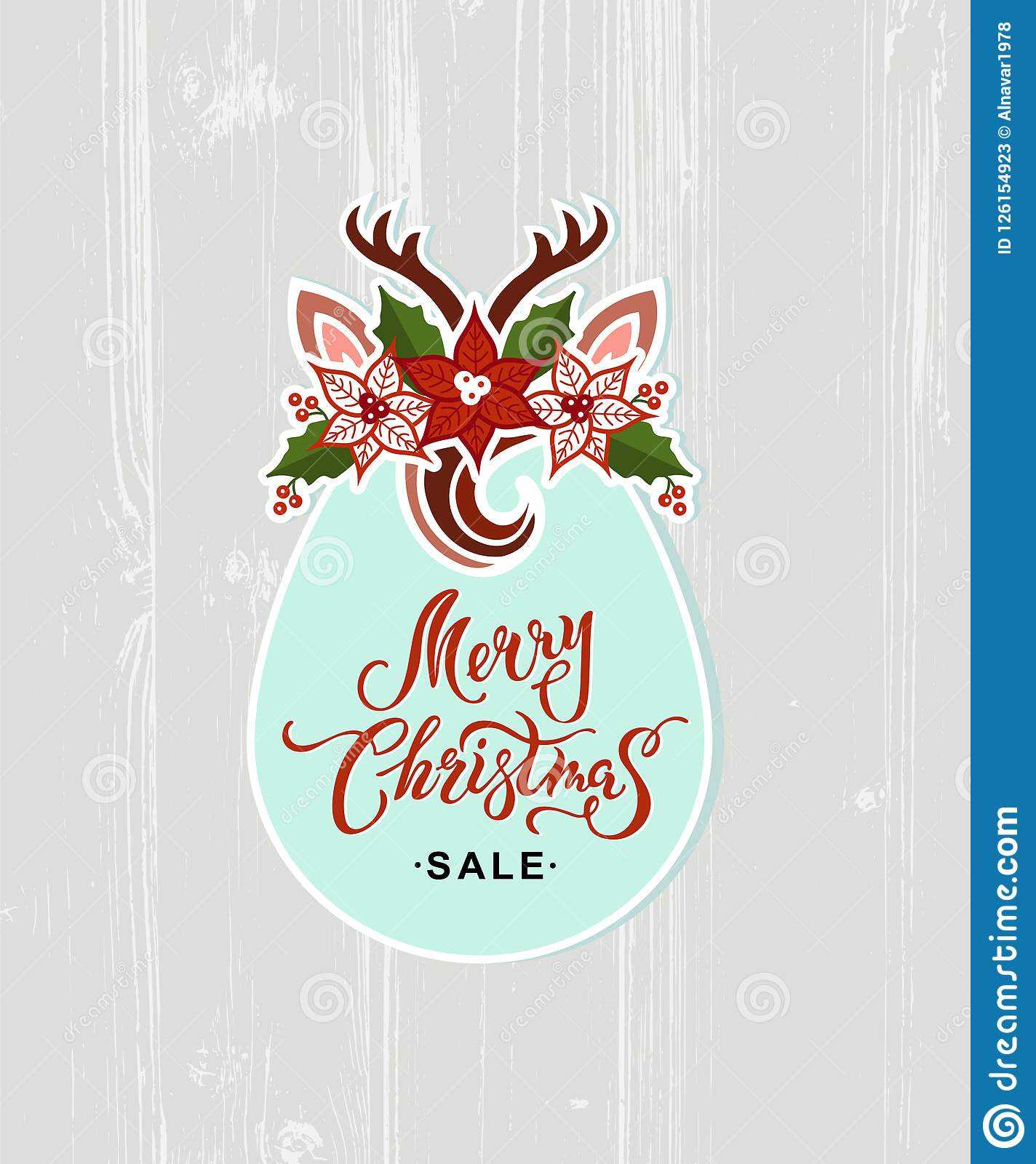 Merry Christmas Sale Card With Deer Headband. Stock In Headband Card Template