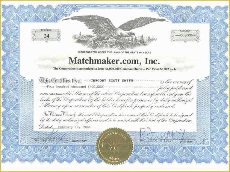 Corporate Share Certificate Template