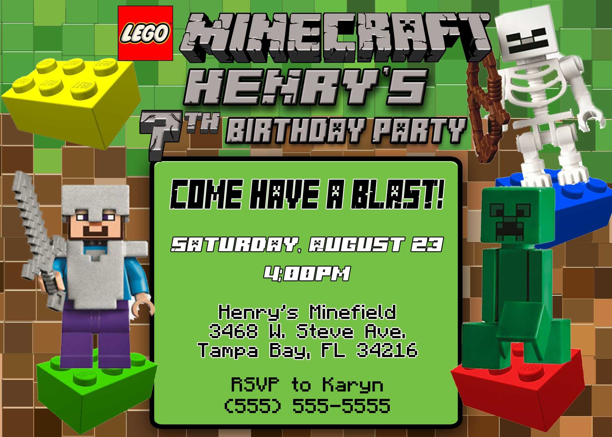 Minecraft Birthday Invitations : Minecraft Birthday With Minecraft Birthday Card Template