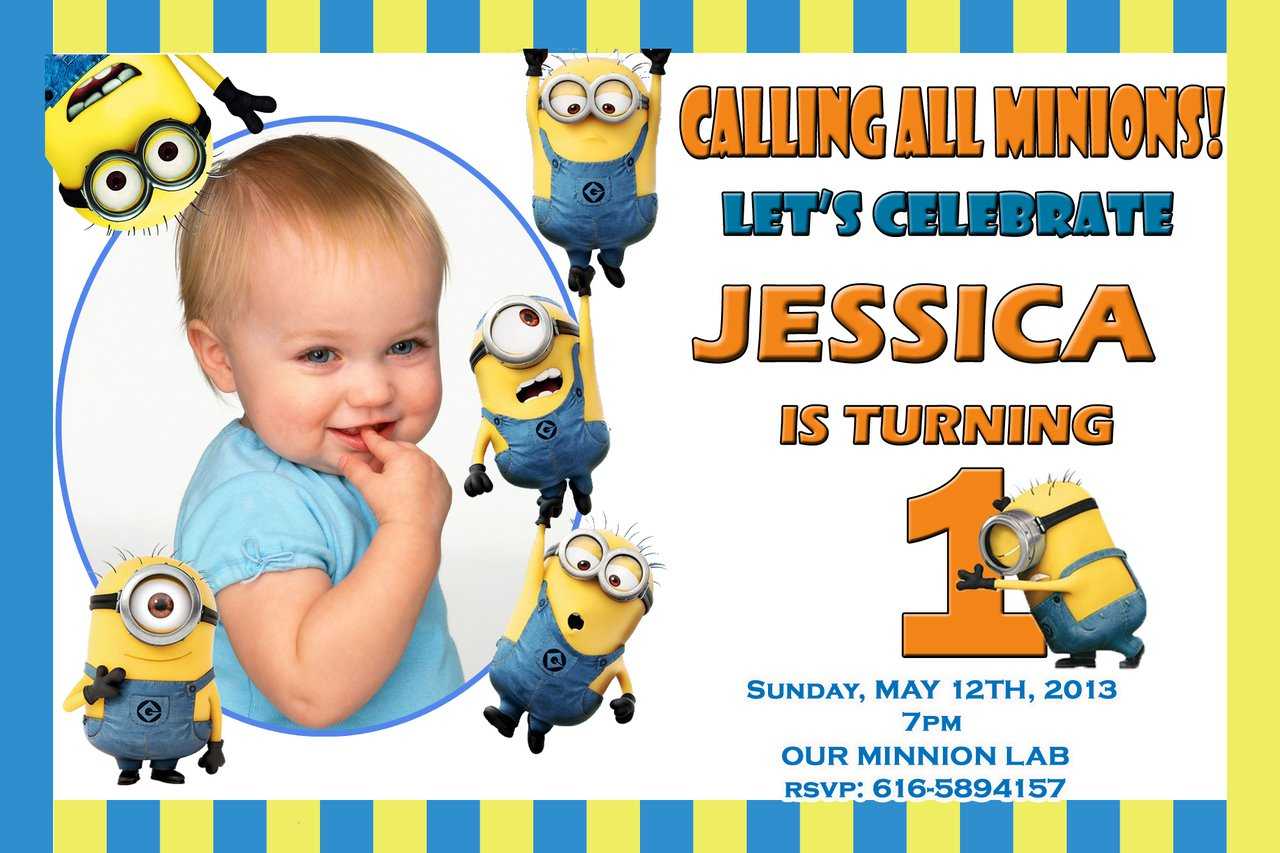Minion Birthday Invitations : Minion Birthday Invitations Inside Minion Card Template