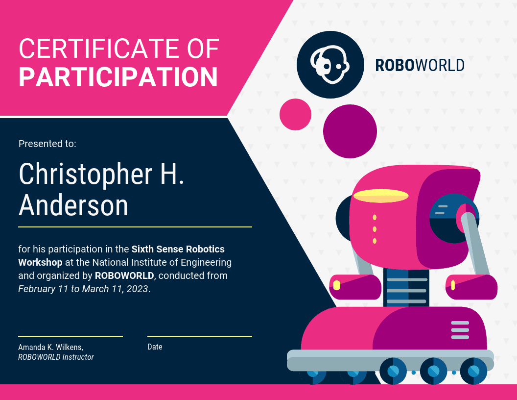 Modern Certificate Of Participation Template Throughout Free Templates For Certificates Of Participation