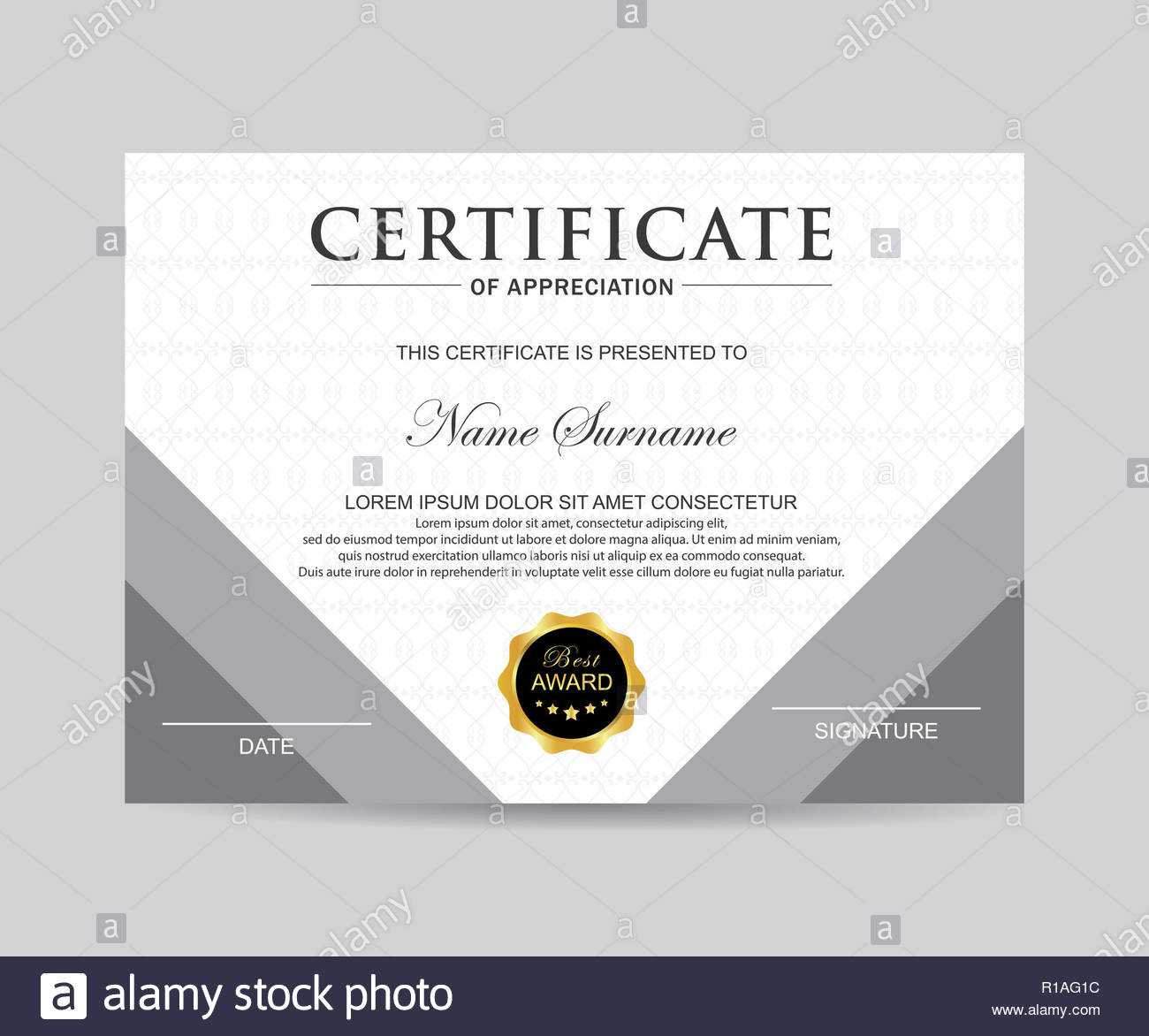 Modern Certificate Template And Background Stock Photo Intended For Borderless Certificate Templates