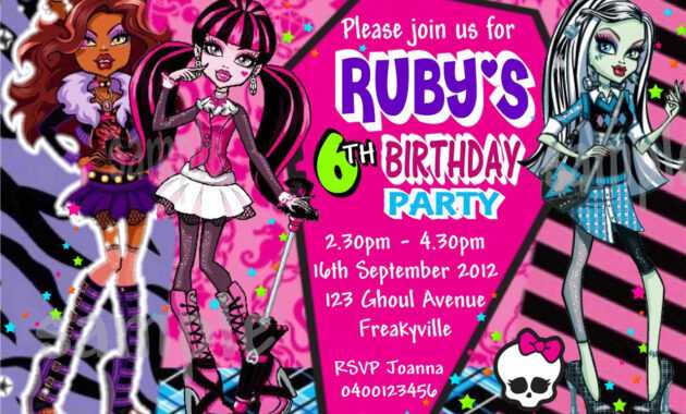 Monster High Birthday Card Template ] - Monster High Niece inside Monster High Birthday Card Template