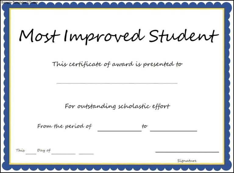 Most Improved Student Certificate Template Sample Within Free Student