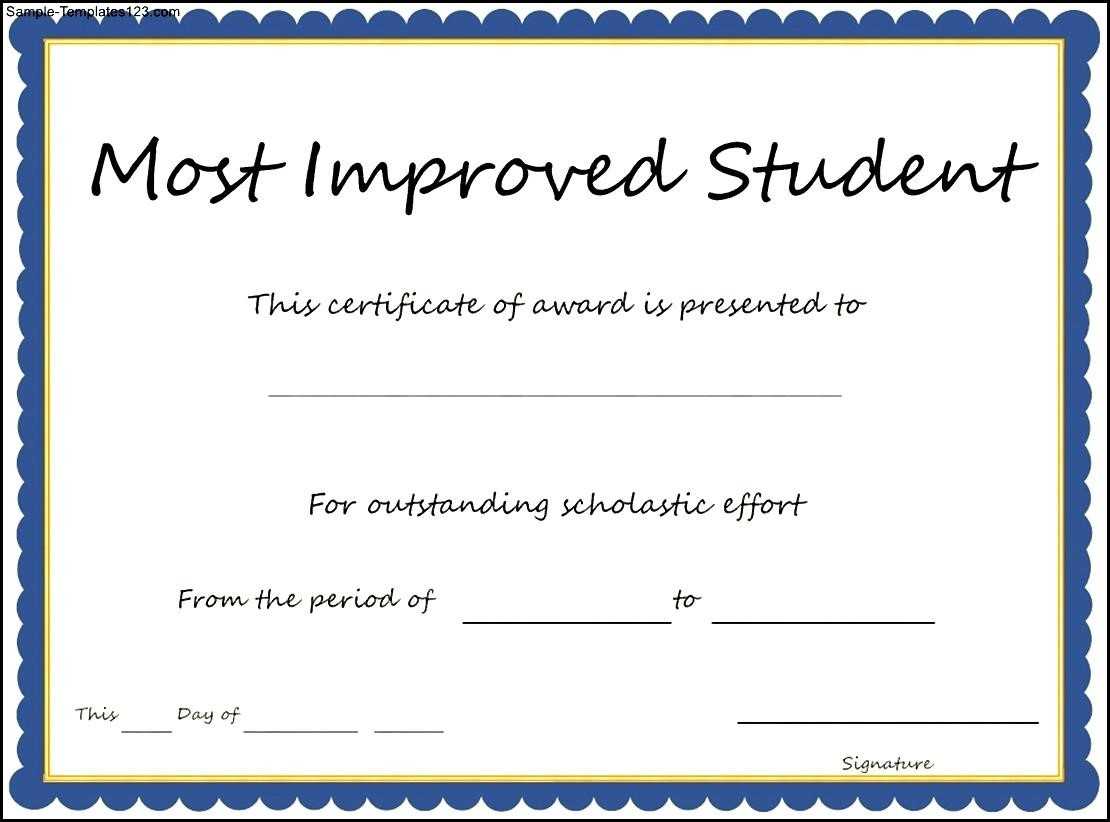 Most Improved Student Certificate Template – Sample Within Free Student Certificate Templates