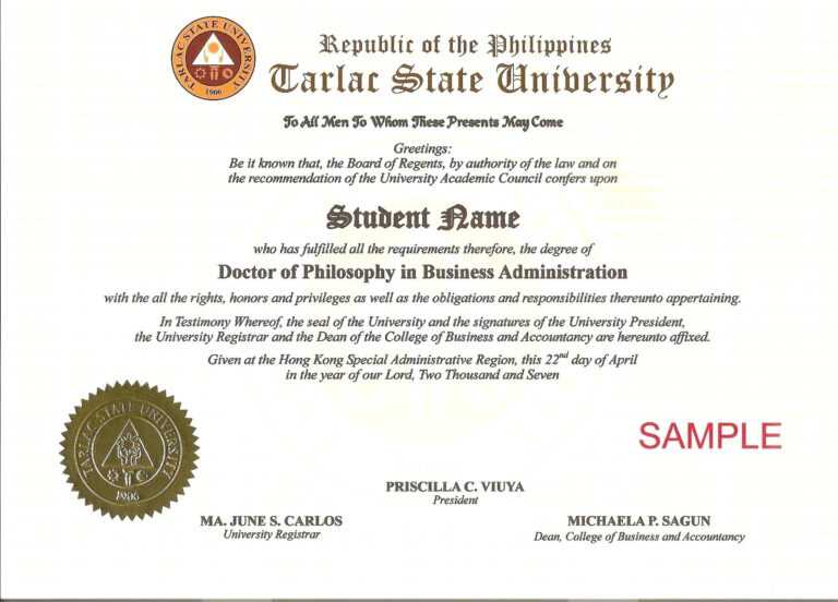 phd award certificate