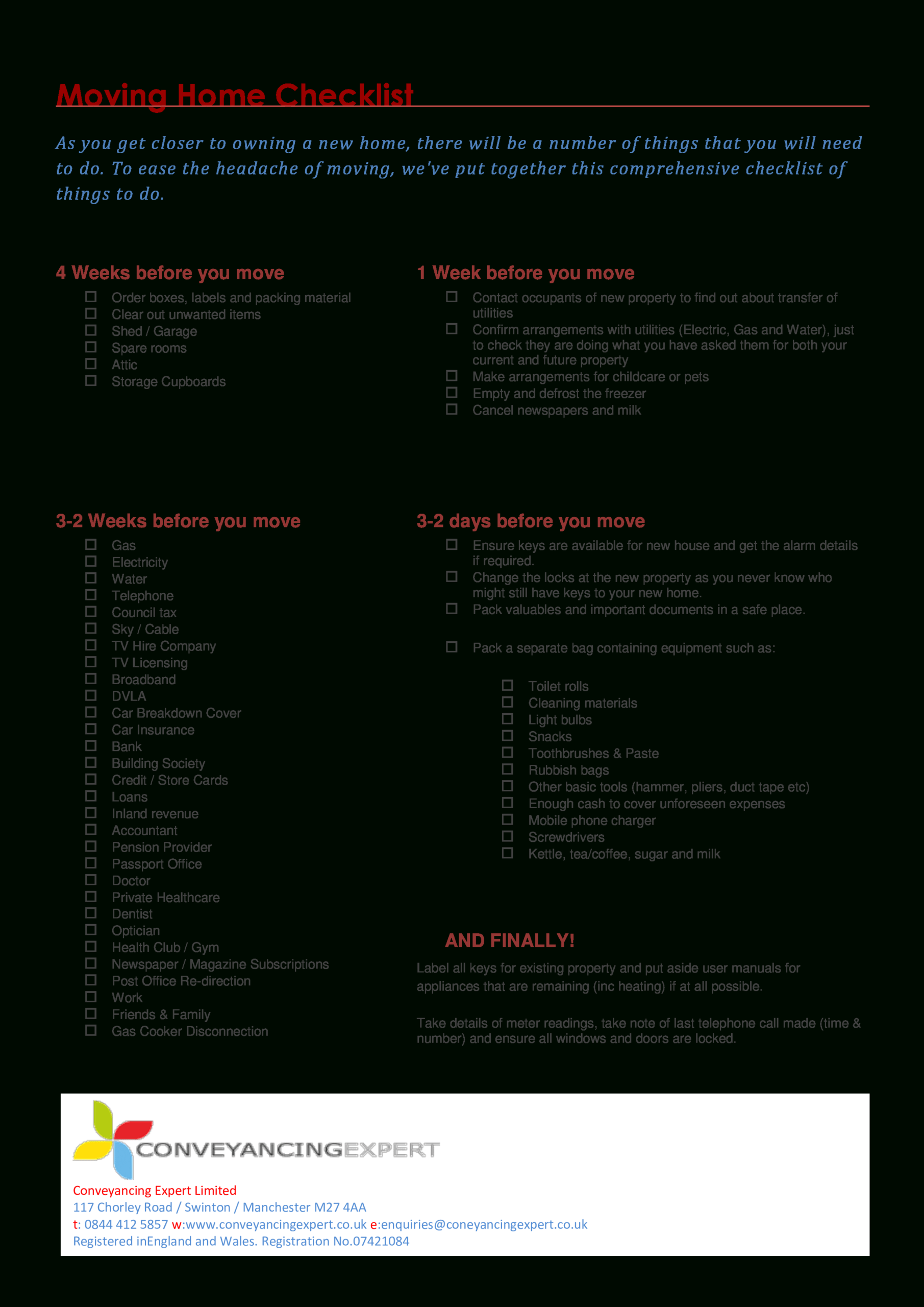 Moving Home Checklist | Templates At Allbusinesstemplates Pertaining To Moving Home Cards Template
