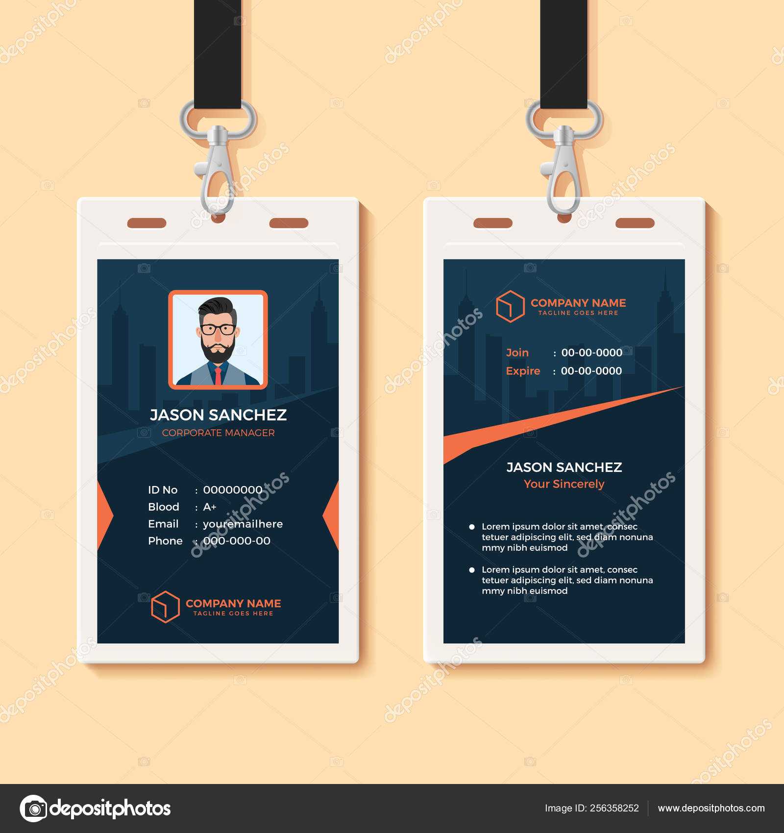 Multipurpose Office Id Card Design Template — Stock Vector In Photographer Id Card Template