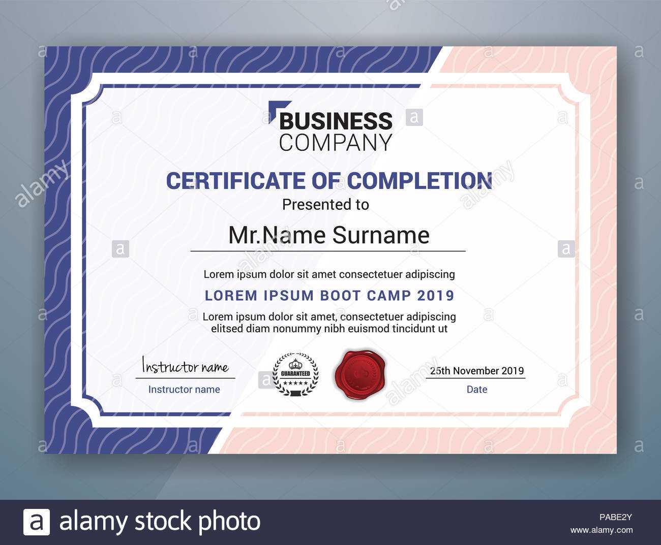 Multipurpose Professional Certificate Template Design For Inside Boot Camp Certificate Template