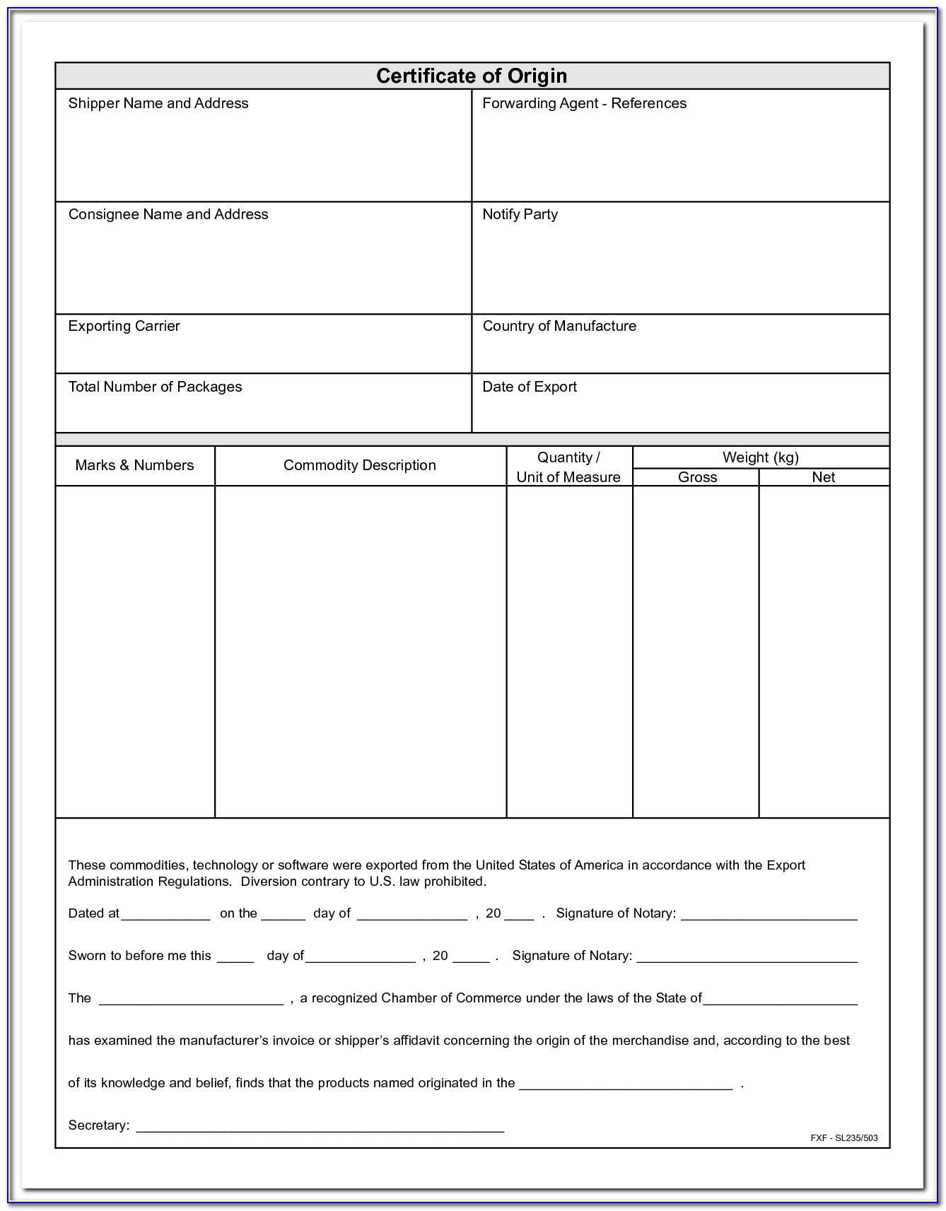 Nafta Certificate Of Origin Blank Form – Form : Resume Inside Nafta Certificate Template