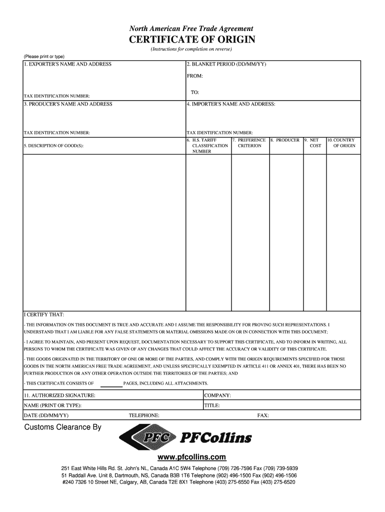 Nafta Form – Fill Online, Printable, Fillable, Blank | Pdffiller Intended For Nafta Certificate Template