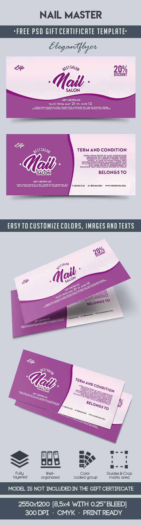 Nail Master – Free Gift Certificate Psd Template On Behance Inside Nail Gift Certificate Template Free