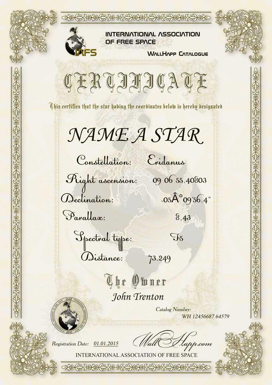 Name A Star! The Most Treasured Gifts In The Universe Are With Regard To Star Naming Certificate Template