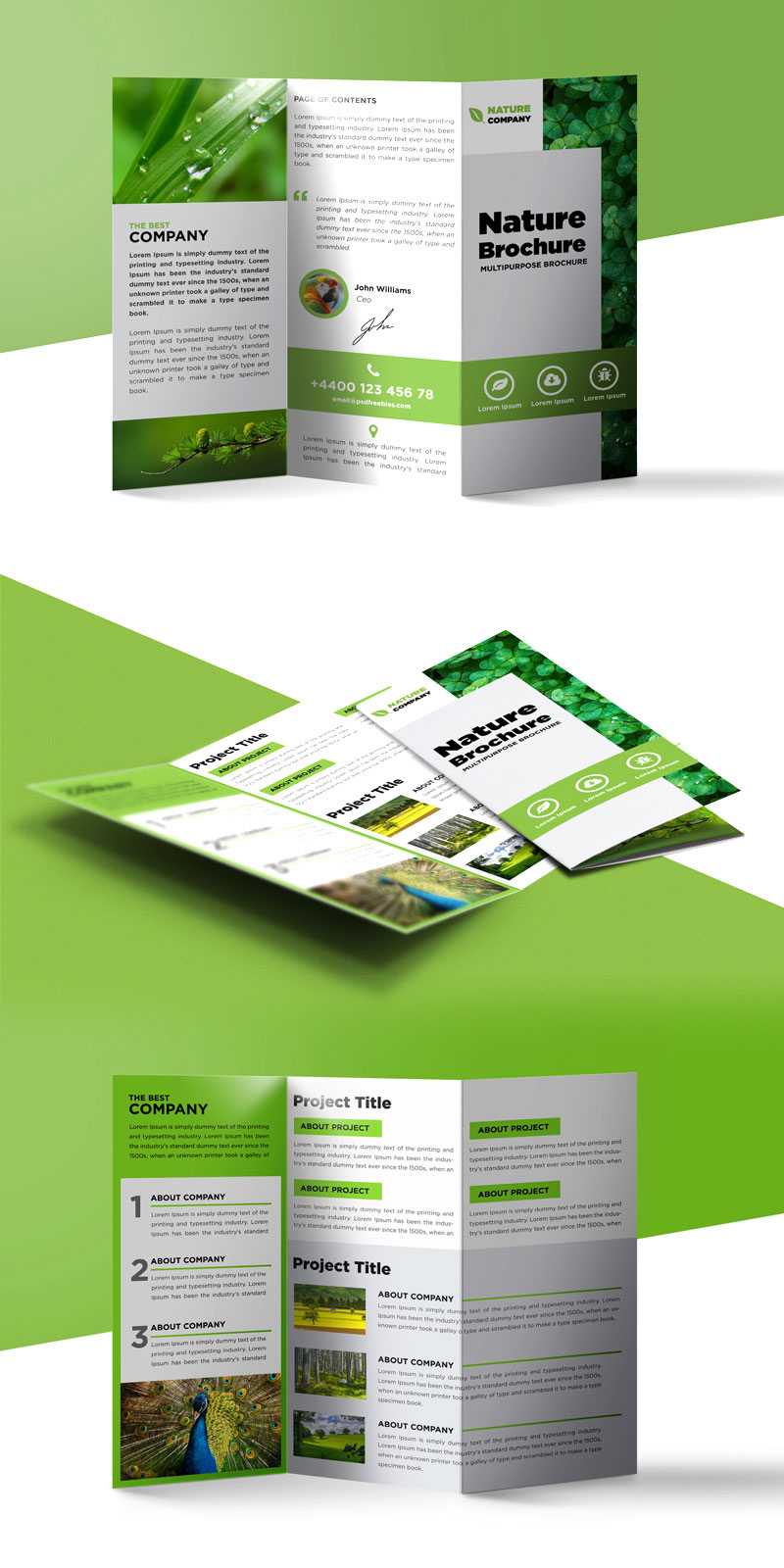 Nature Tri Fold Brochure Template Free Psd | Psdfreebies Throughout Free Three Fold Brochure Template