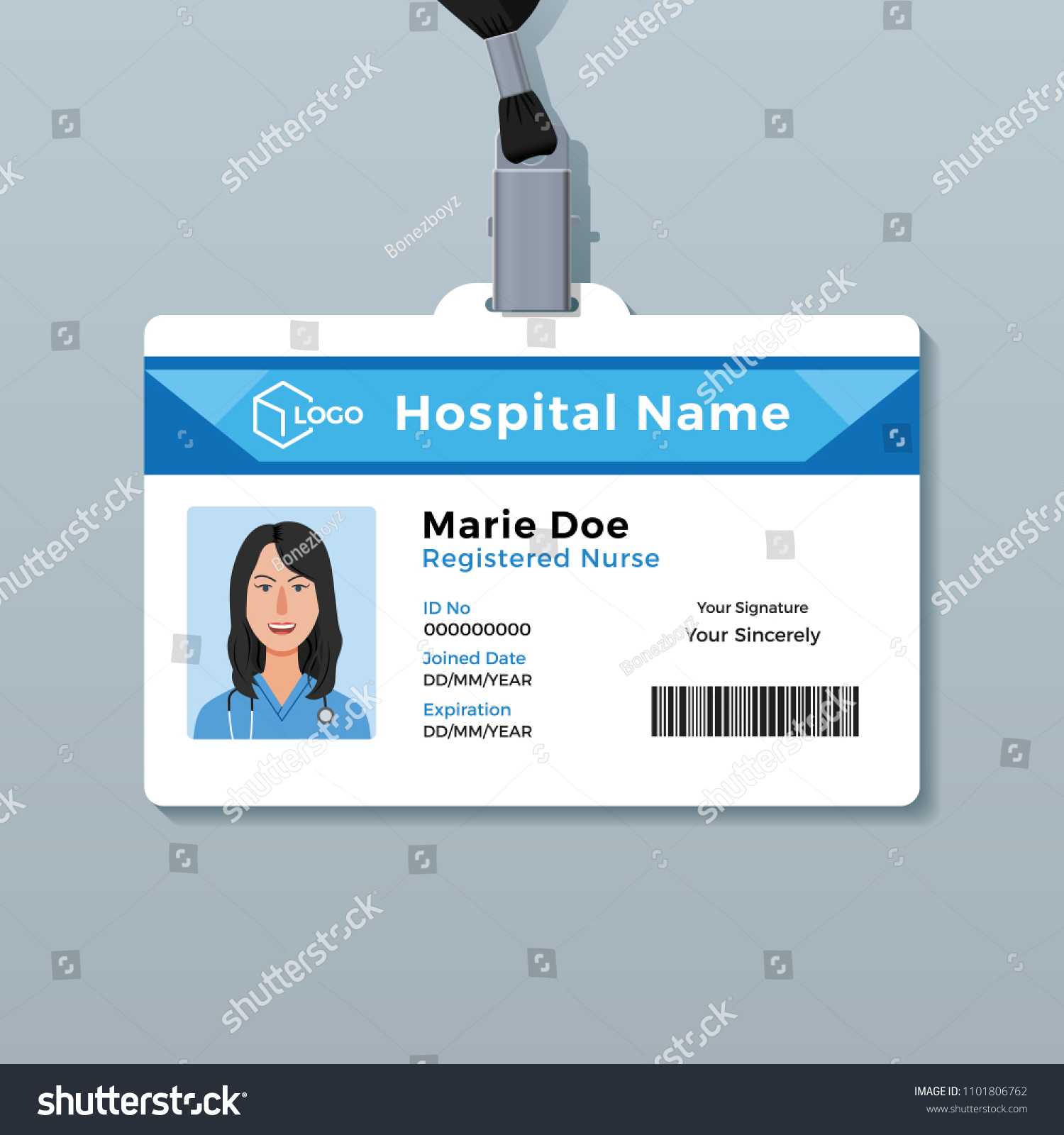Nurse Id Card Medical Identity Badge Stock Vector (Royalty Throughout Personal Identification Card Template