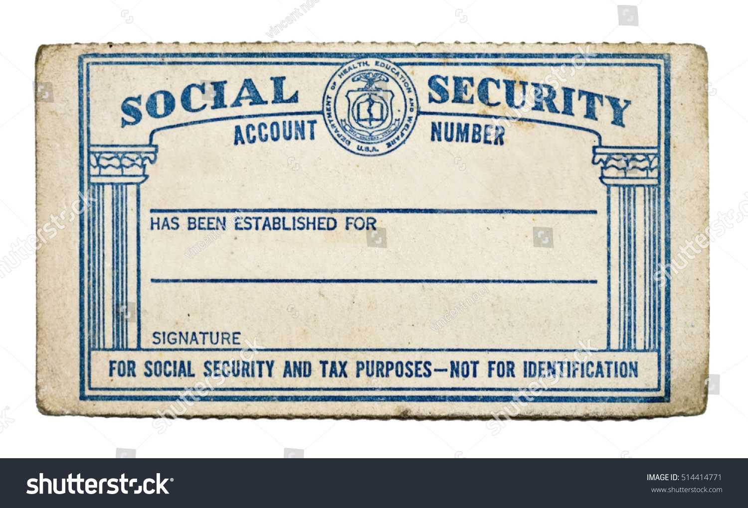 Old Blank Social Security Card Isolated Stock Photo (Edit Pertaining To Blank Social Security Card Template