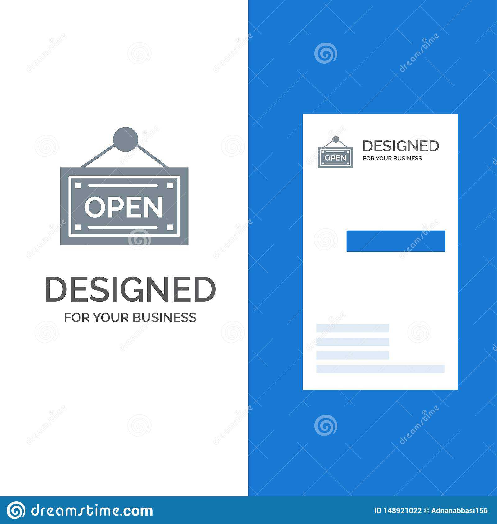 Open, Shop, Board Grey Logo Design And Business Card Intended For Business Card Template Open Office