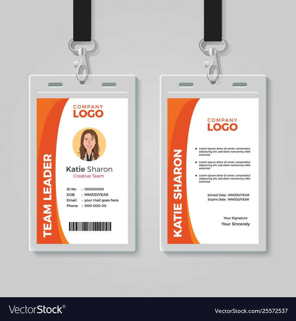 Orange And White Corporate Id Card Template Pertaining To Work Id Card Template
