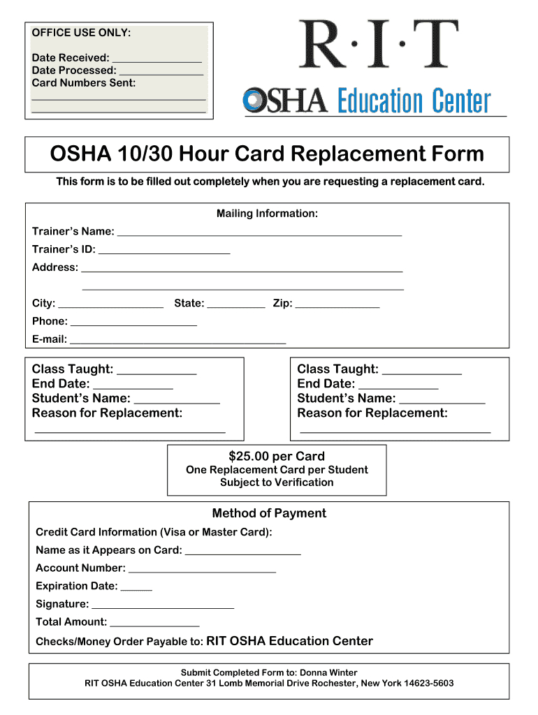 Osha 30 Card Template - Fill Online, Printable, Fillable With Osha 10 Card Template