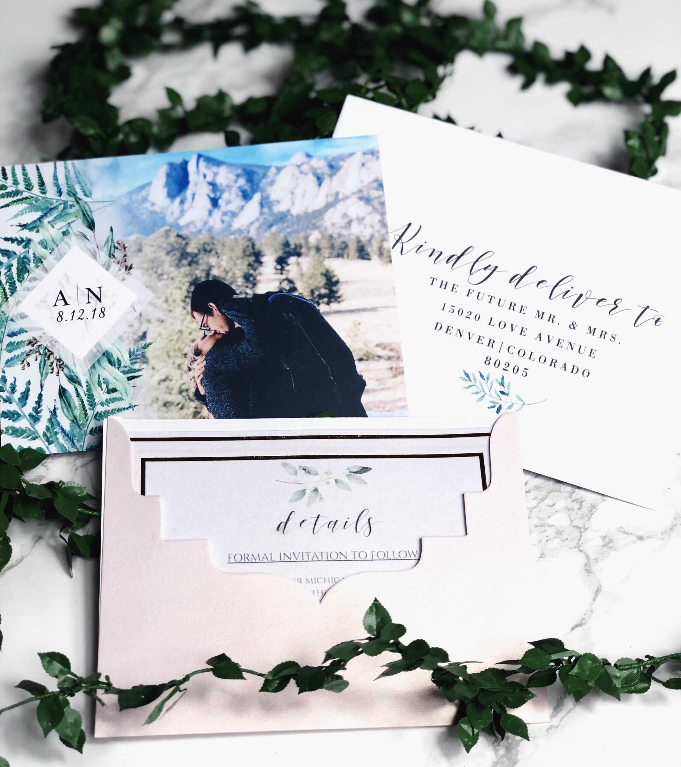 Our Save The Dates! Photo From Vistaprint, Envelope With Michaels Place Card Template