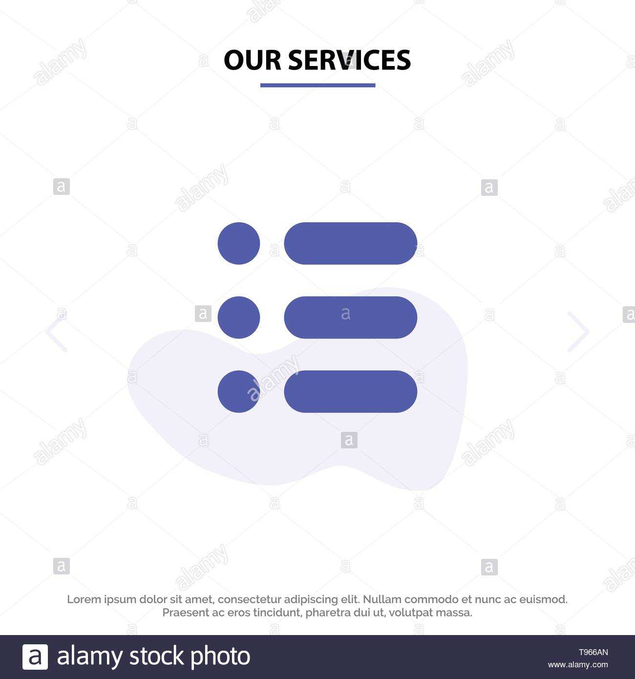 Our Services List, Task, Text, Write Solid Glyph Icon Web Inside Task Cards Template