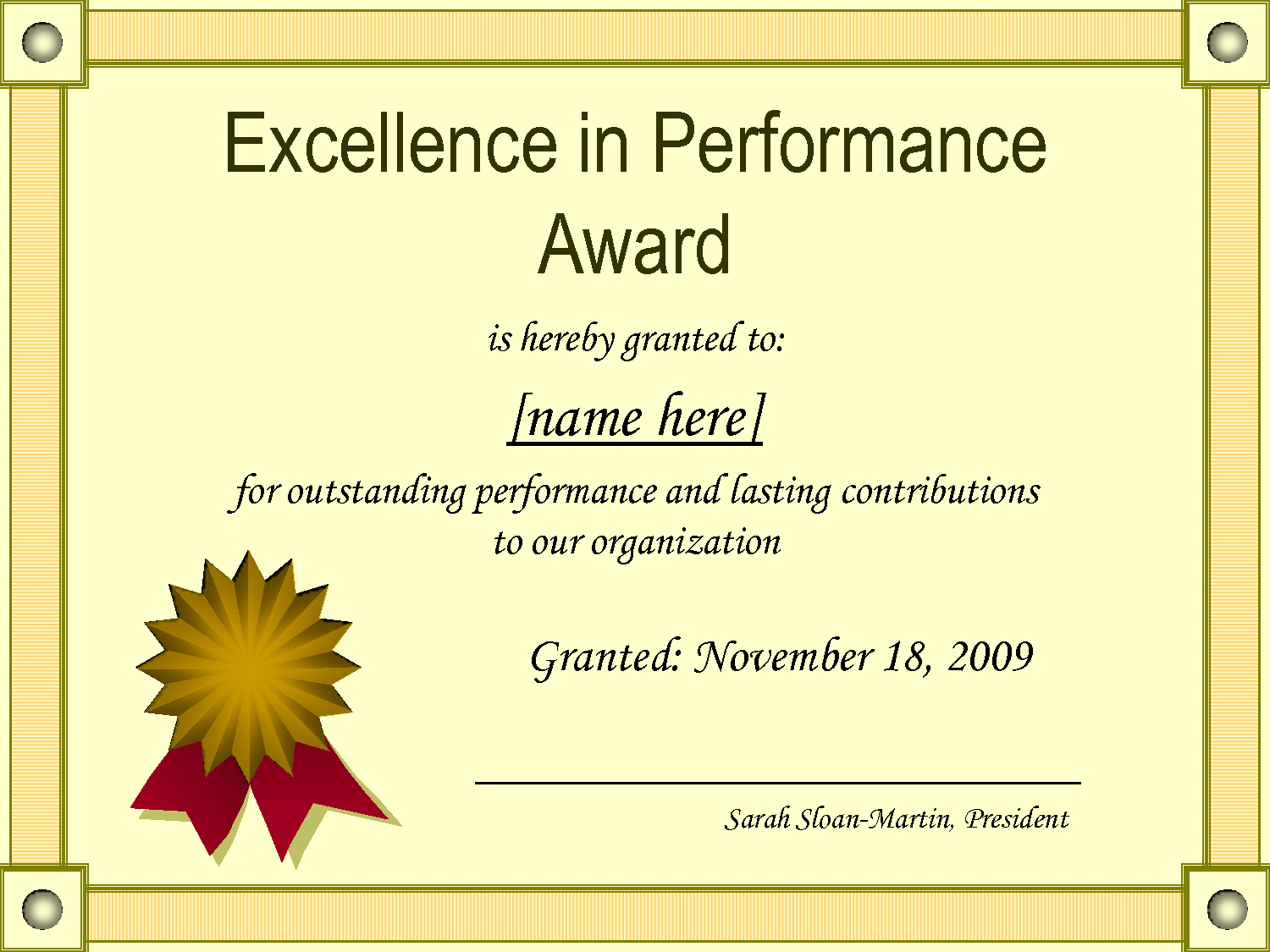 Outstanding Excellence In Performance Awards Certificate Inside Best Performance Certificate Template