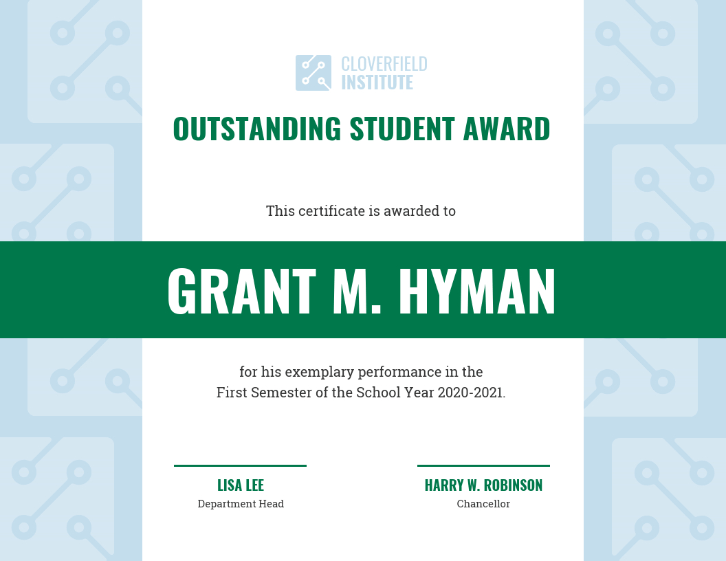 Outstanding Student Certificate Template With Regard To Student Of The Year Award Certificate Templates