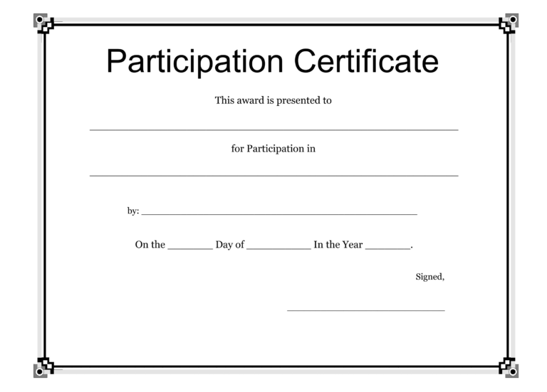 Participation Certificate Template – Free Download pertaining to ...