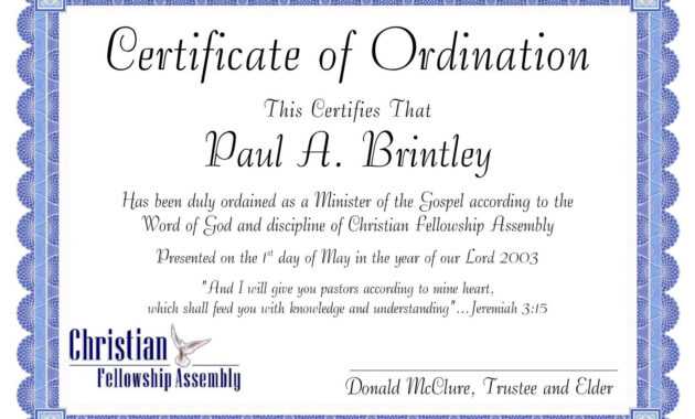 Pastoral Ordination Certificatepatricia Clay - Issuu regarding Certificate Of Ordination Template