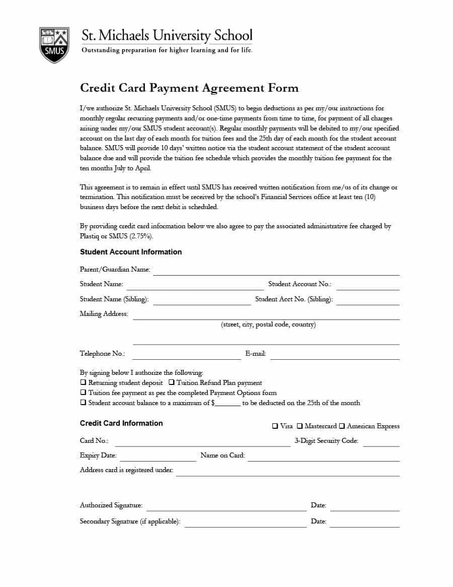 Payment Agreement – 40 Templates & Contracts ᐅ Template Lab Inside Credit Card Payment Plan Template