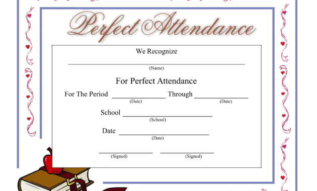 Perfect Attendance Certificate - Download A Free Template inside Perfect Attendance Certificate Template