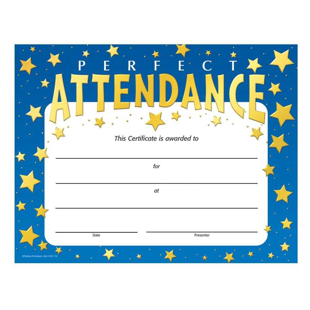 Perfect Attendance Stars Design Gold Foil Stamped Certificate For Perfect Attendance Certificate Free Template