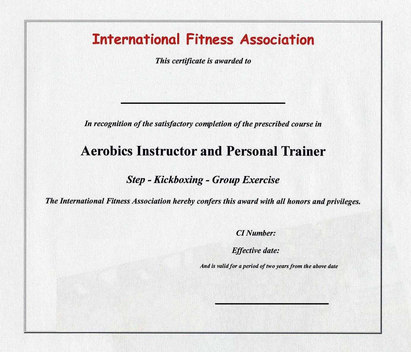 Personal Trainer Certificate Template – Certificate Templates Intended For Recognition Of Service Certificate Template