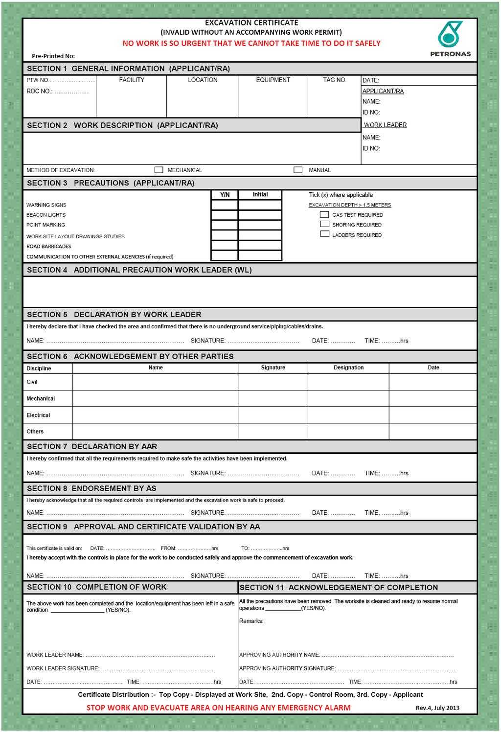Petronas Carigali Permit To Work Procedure Petronas Carigali In Electrical Isolation Certificate Template