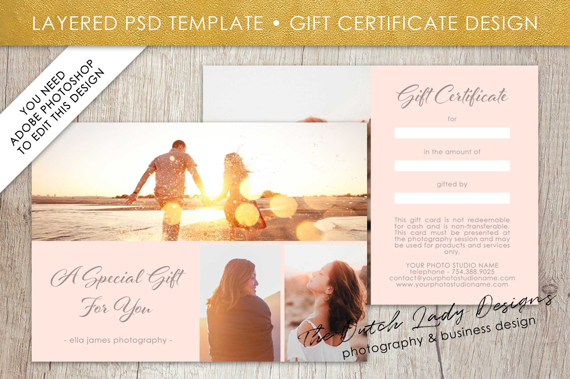 Photography Gift Certificate Template Psd Regarding Photoshoot Gift Certificate Template