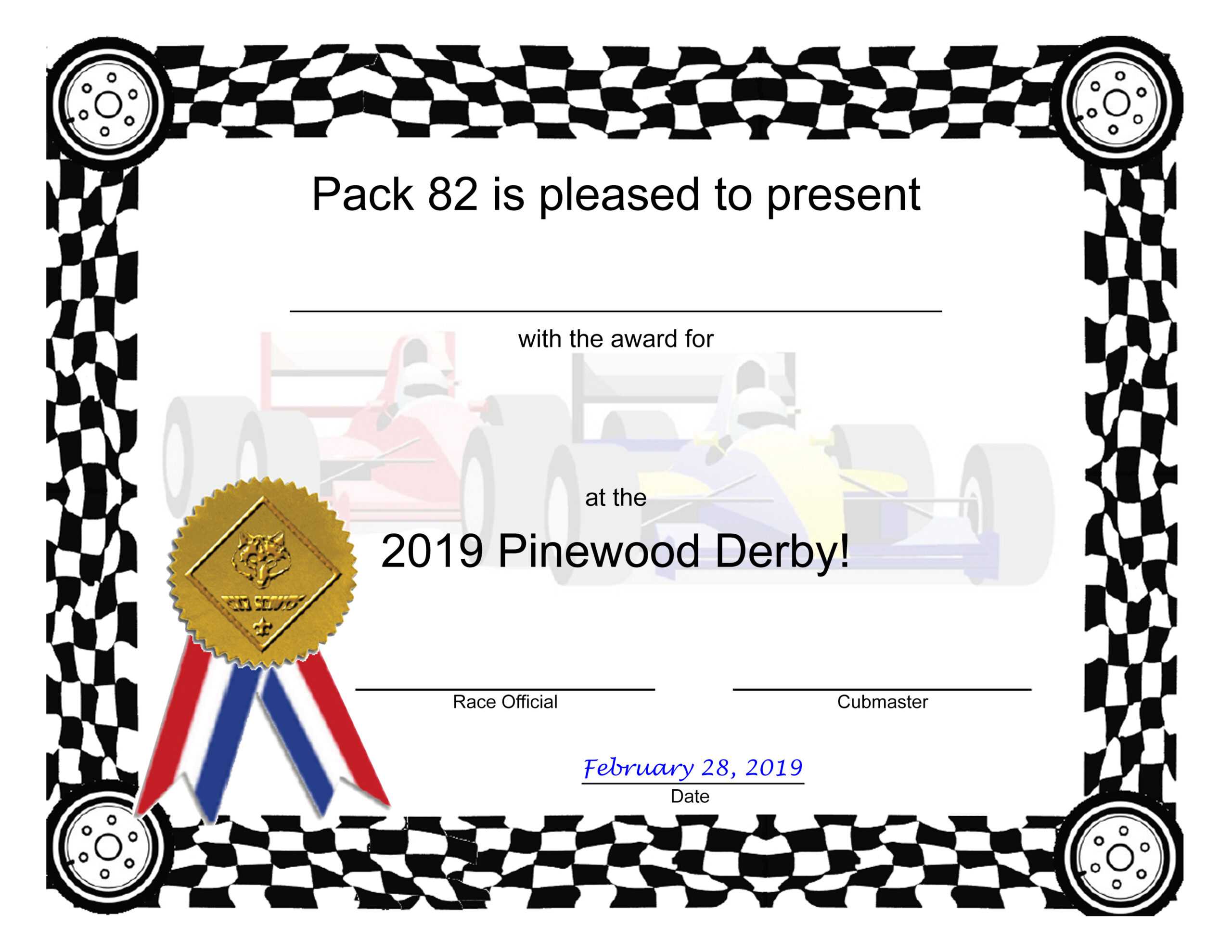 Pinewood Derby Certificate Template C Punkt For Pinewood Derby