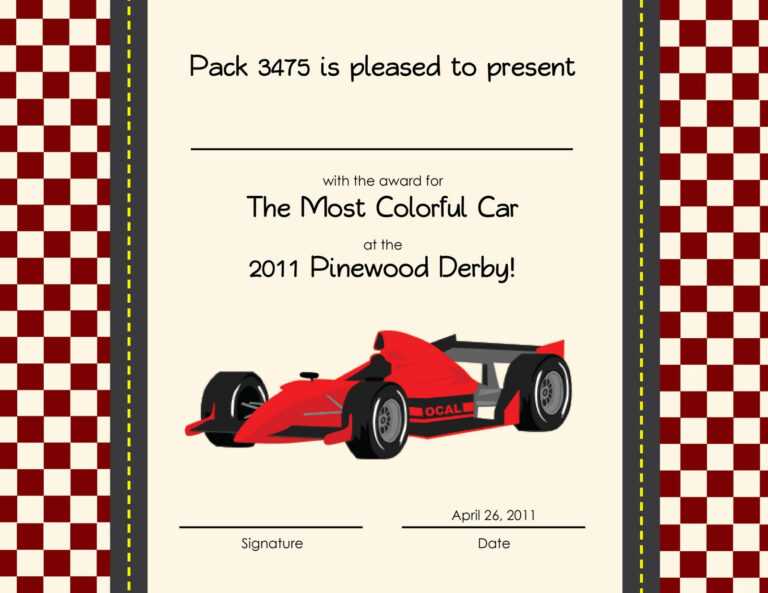 Pinewood Derby Certificate Templates Pinewood Derby Pertaining To