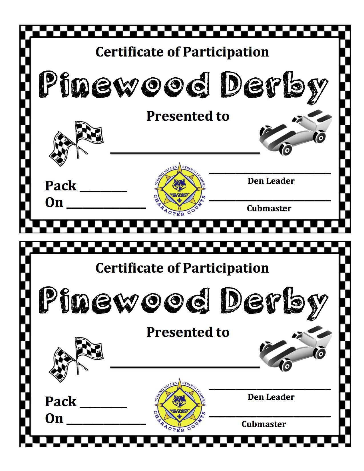 Pinewood Derby Certificates – Sample Certificate Regarding Pinewood Derby Certificate Template