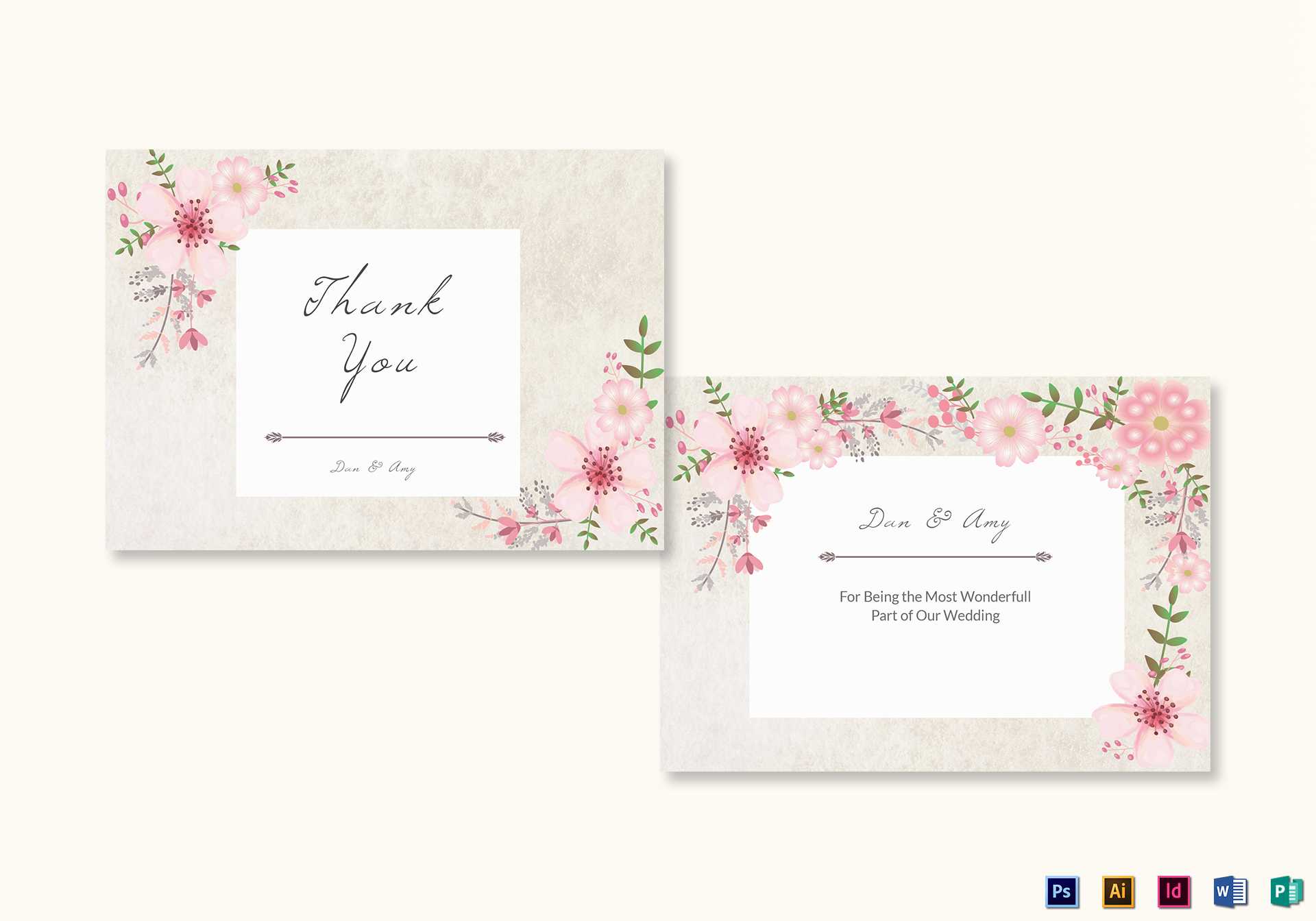 Pink Floral Thank You Card Template Pertaining To Thank You Card Template Word