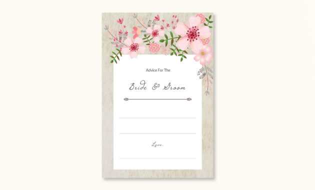 Pink Floral Wedding Advice Card Template regarding Marriage Advice Cards Templates