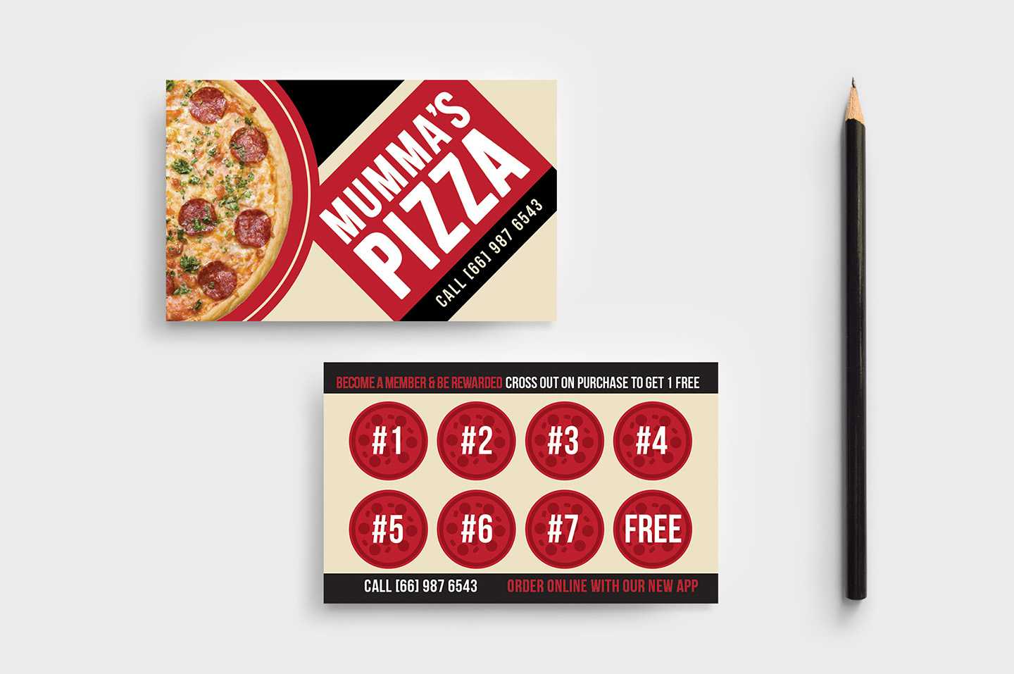 Pizza Restaurant Loyalty Card Template In Psd, Ai & Vector With Customer Loyalty Card Template Free