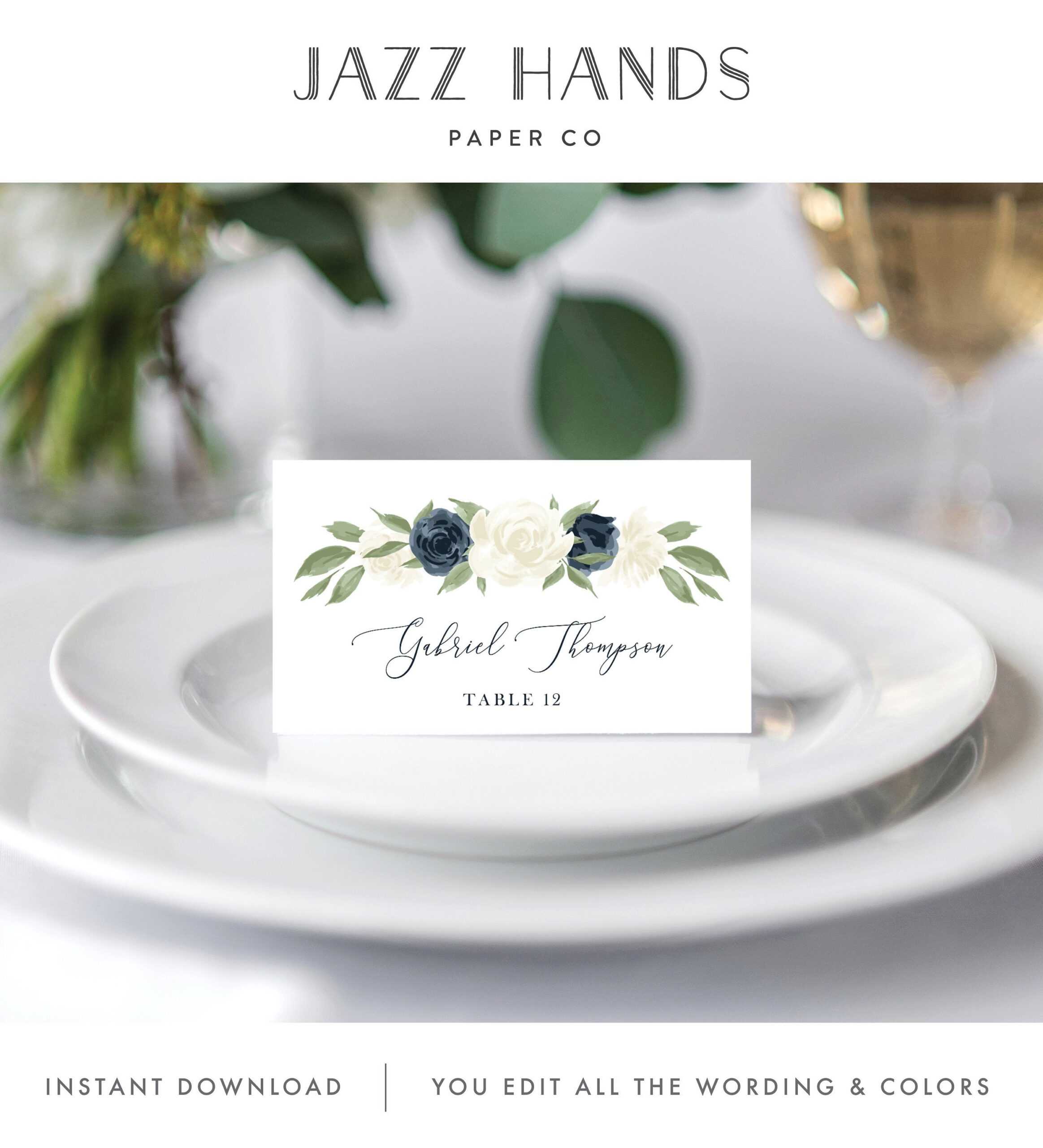 Place Card Template, Escort Card Template, Printable Wedding For Place Card Setting Template