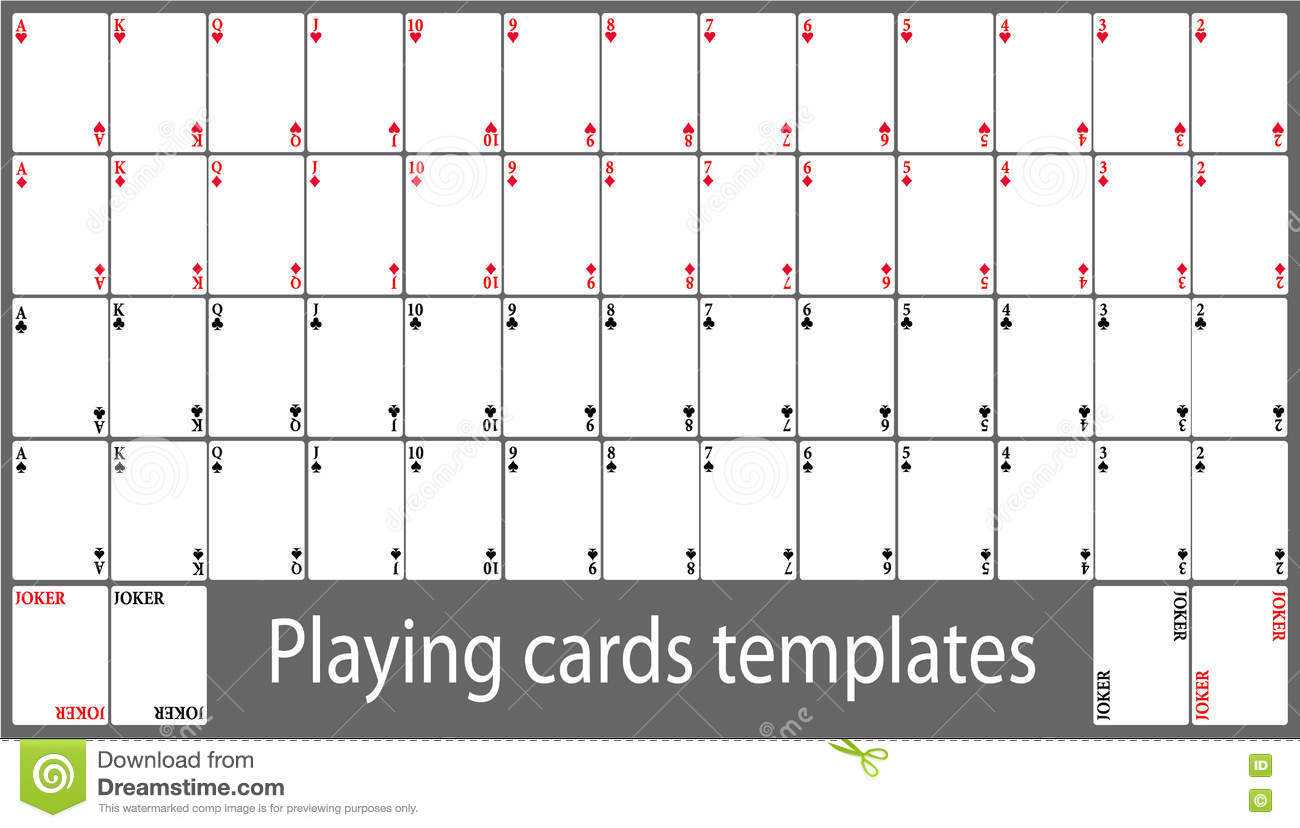 Playing Cards Template Set Stock Vector. Illustration Of In Free Printable Playing Cards Template