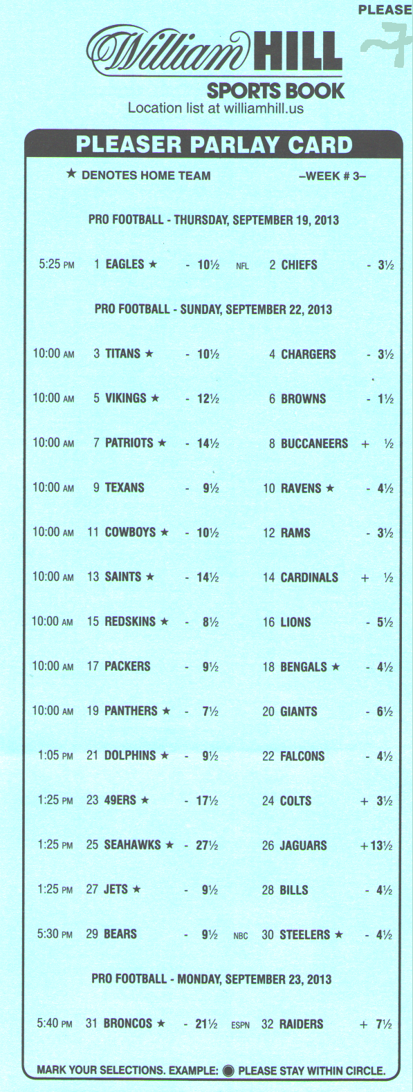 Pleaser Bets In The Nfl With Regard To Football Betting Card Template