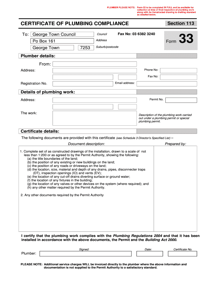 Plumbing Certificate Of Compliance – Fill Online, Printable For Certificate Of Compliance Template