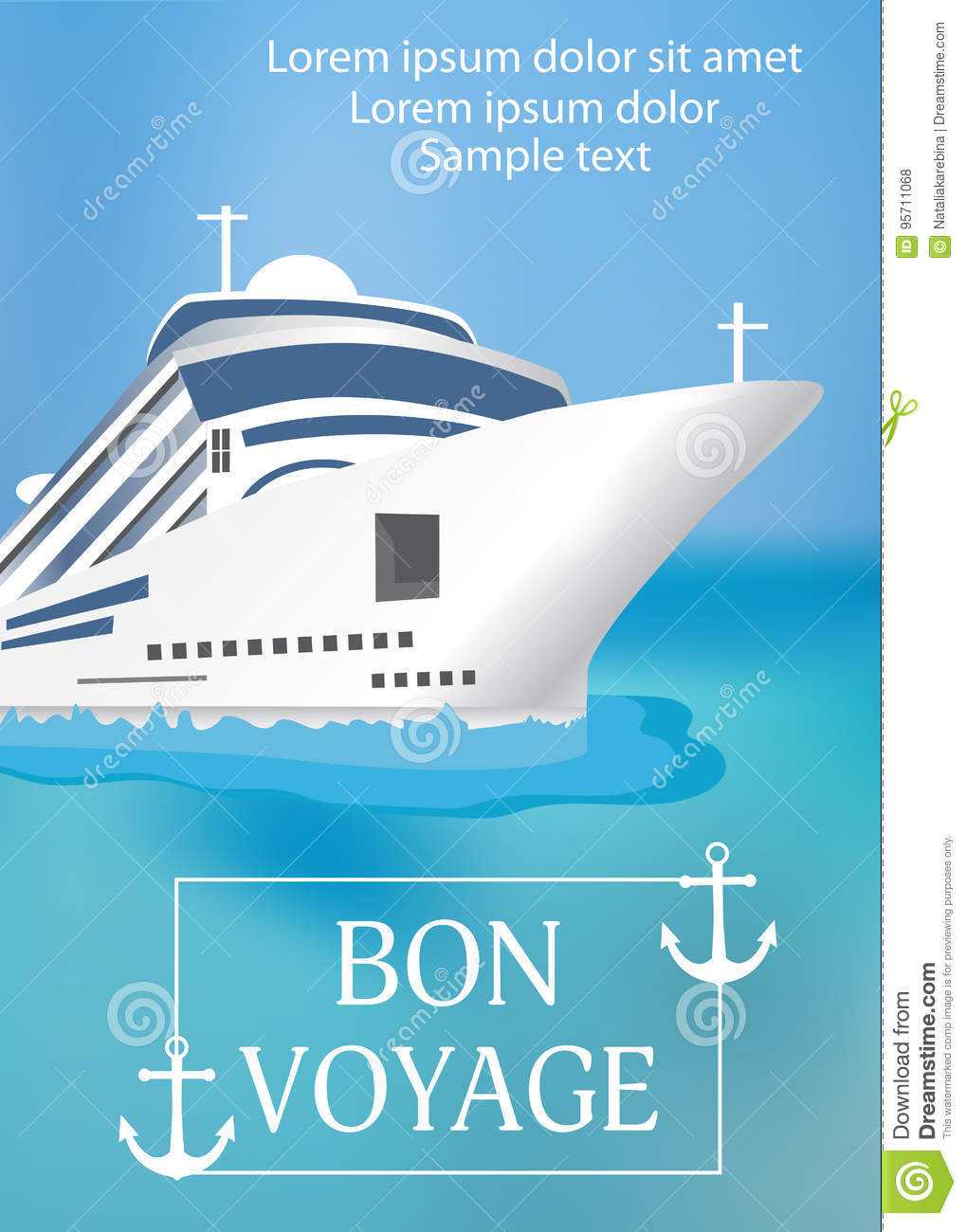 Poster Template Cruise Ship With «Bon Voyage» Headline Regarding Bon Voyage Card Template