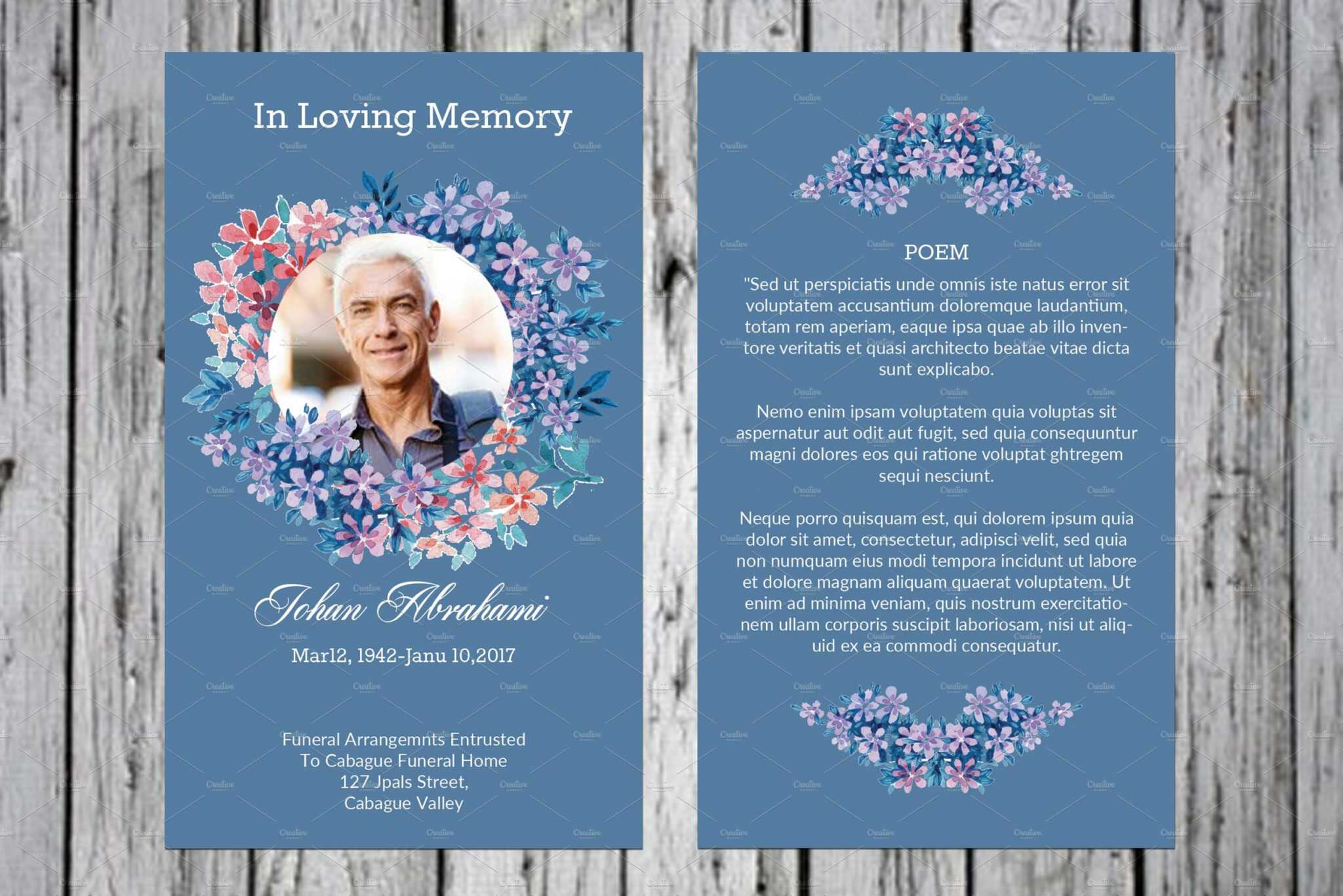 Prayer Card Template Free For Funeral Memorial Word Intended For